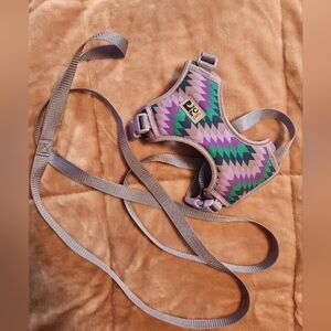 NWOT- Purple and Green Geometric Cat Harness Size Med